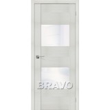 Дверь межкомнатная экошпон Браво VG2 WW Bianco Veralinga полотно со стеклом